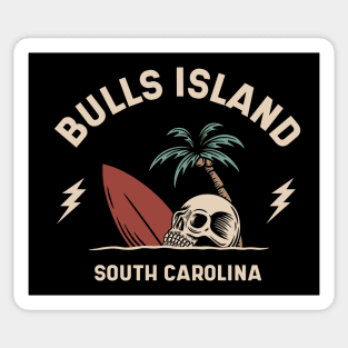 Vintage Surfing Bulls Island South Carolina // Retro Surf Skull Sticker